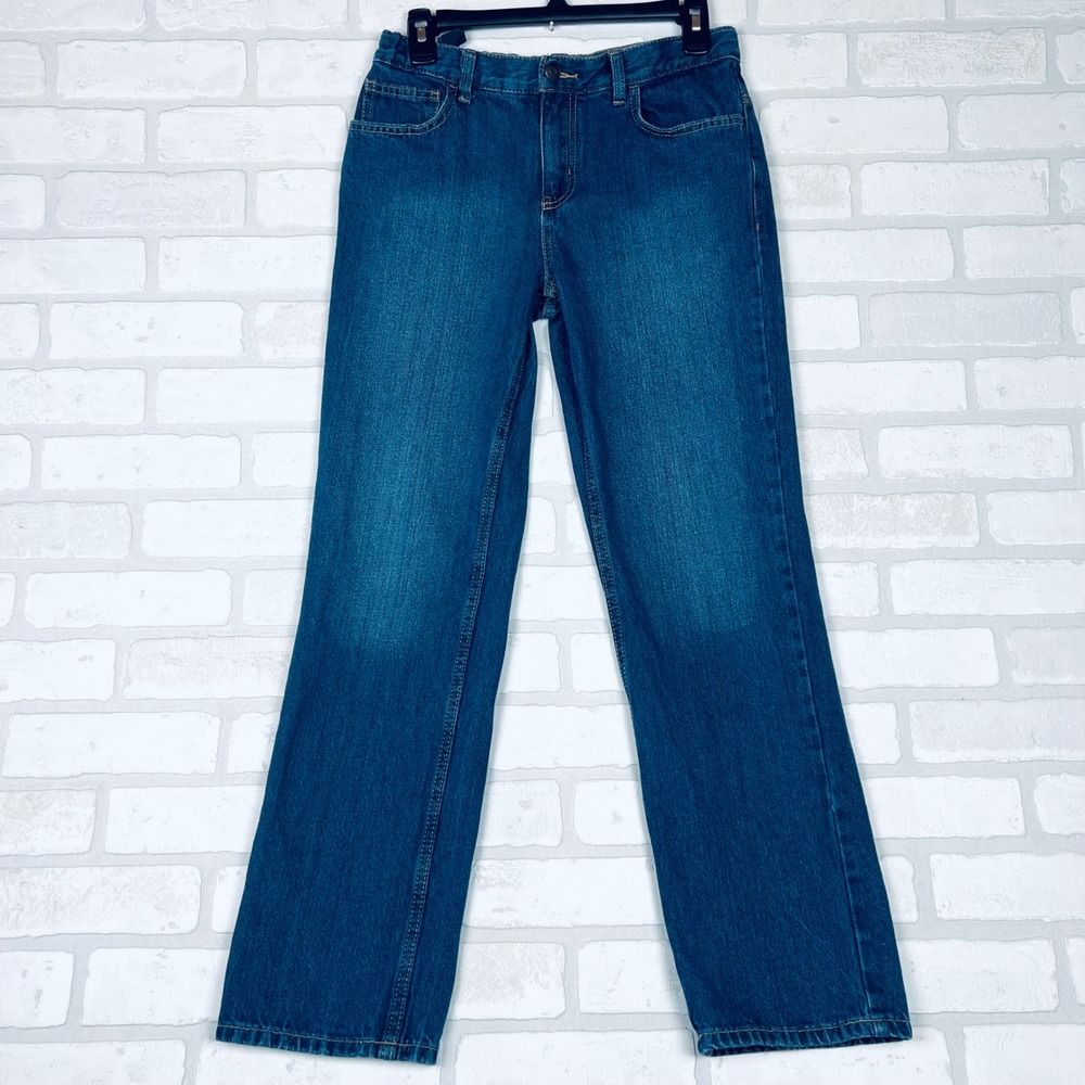 Kids Straight Leg Denim Jeans Medium Wash Blue Five Pocket Casual Pants 16